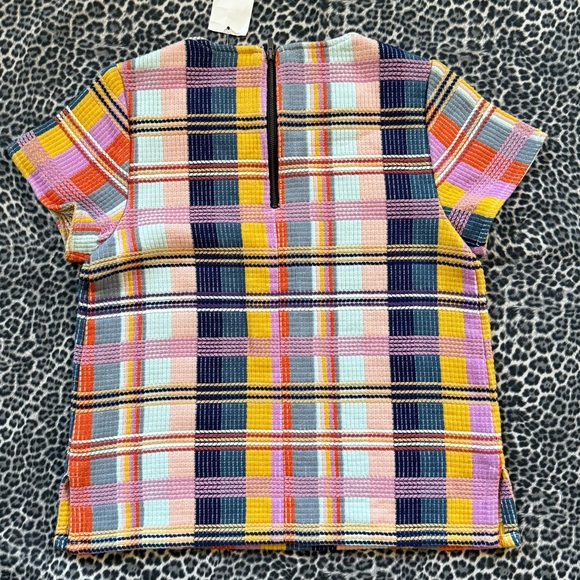 Halogen Nordstrom Multicolor Plaid Short Sleeve Top XSP - Picture 3 of 11